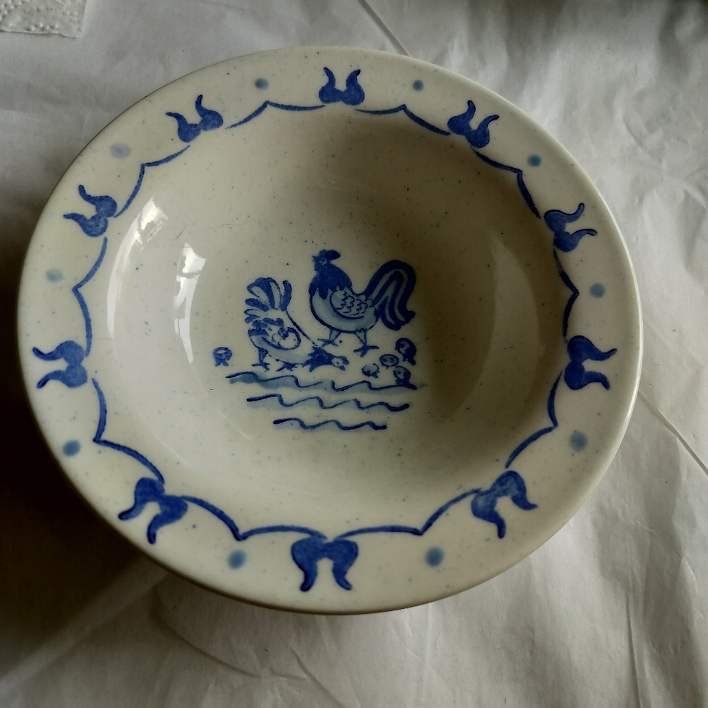 Poppy Trail Provincial Blue Hand Painted Fruit Bowl